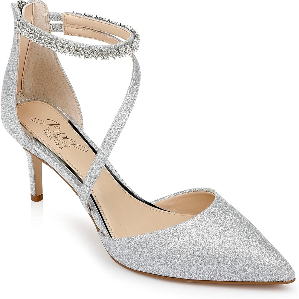 Jewel Badgley Mischka Alaia Pointed-Toe Kitten Heel size 8